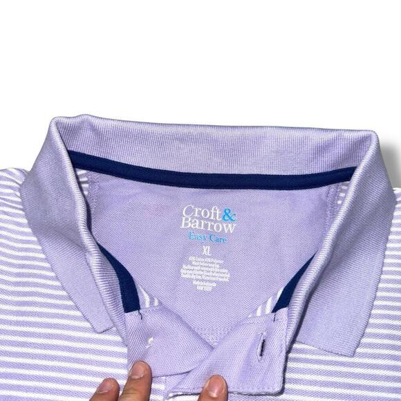 Croft Barrow Polo Shirt Adult XL Purple Candy Stripe Easy Care Golf Rugby NEW - Picture 4 of 6